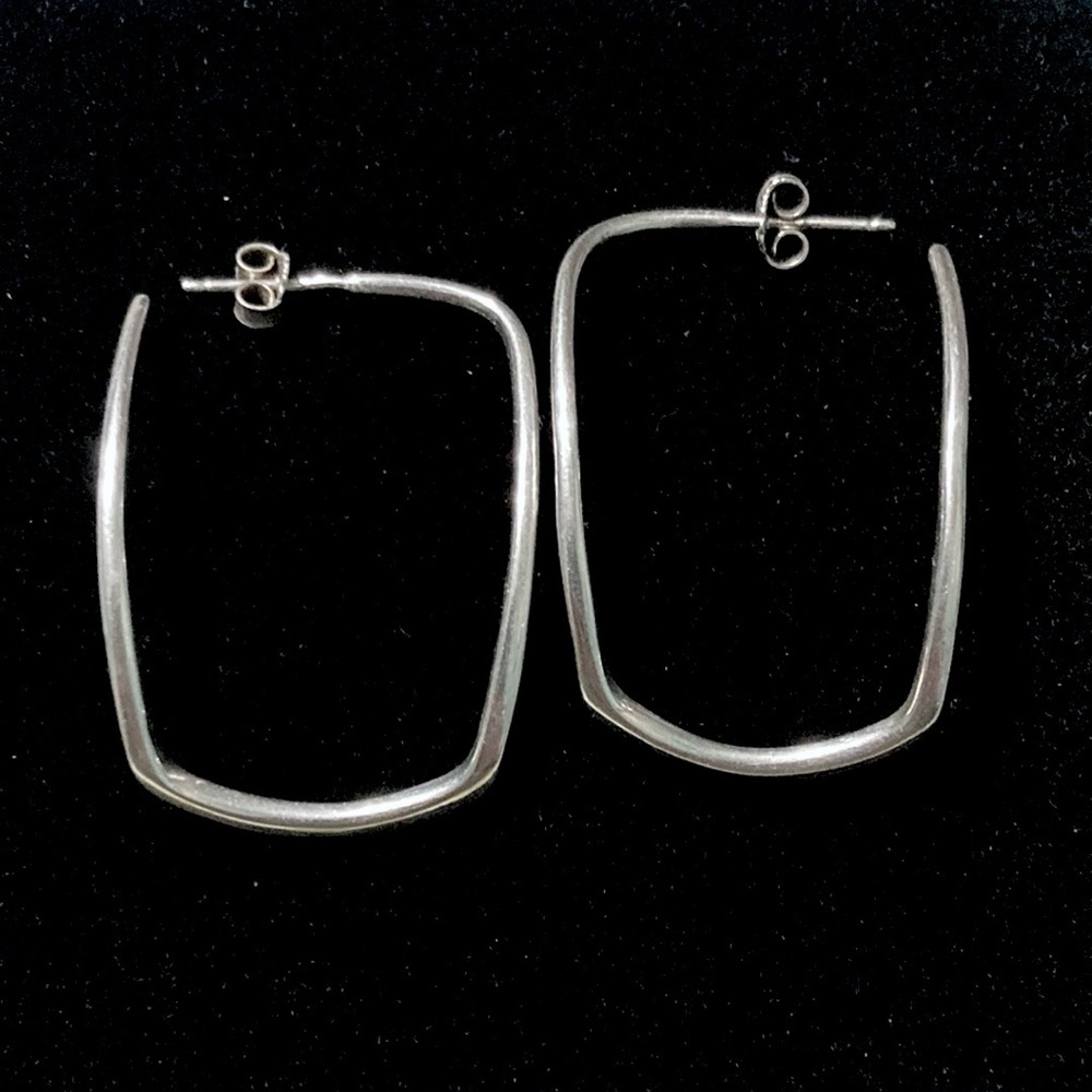 Sterling Silver Rounded Rectangular Italian Post … - image 1